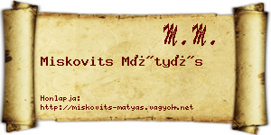 Miskovits Mátyás névjegykártya